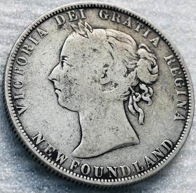文馨钱币收藏第 285 场，【 长期接收代拍品】银币，评级币，散币场 - 少见 1900 年英属纽芬兰 维多利亚女王 50 分大银币 925 高银