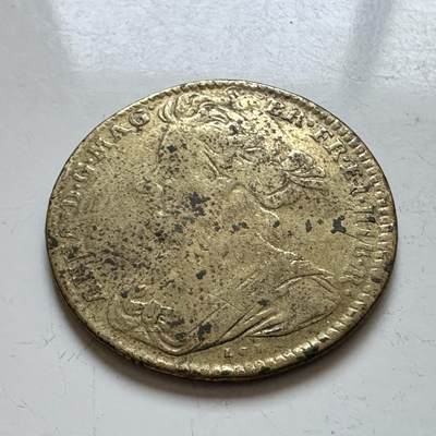 🌹外币初藏🌹🐯2025年第140场  每周二四六晚8️⃣点 接代拍 - 英国1707年左右，安妮女王黄铜纪念章24.8毫米