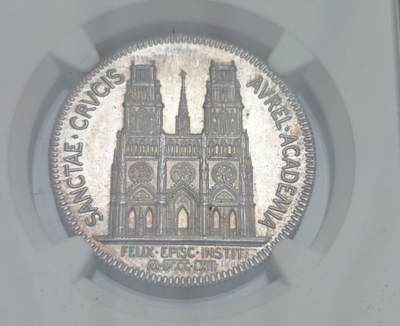 瓶子🏺第220期拍卖会 -  1863年法国丹策尔宗教学院JETON银质代币  图案精美底板有镜面感  稀少品种   NGC MS64