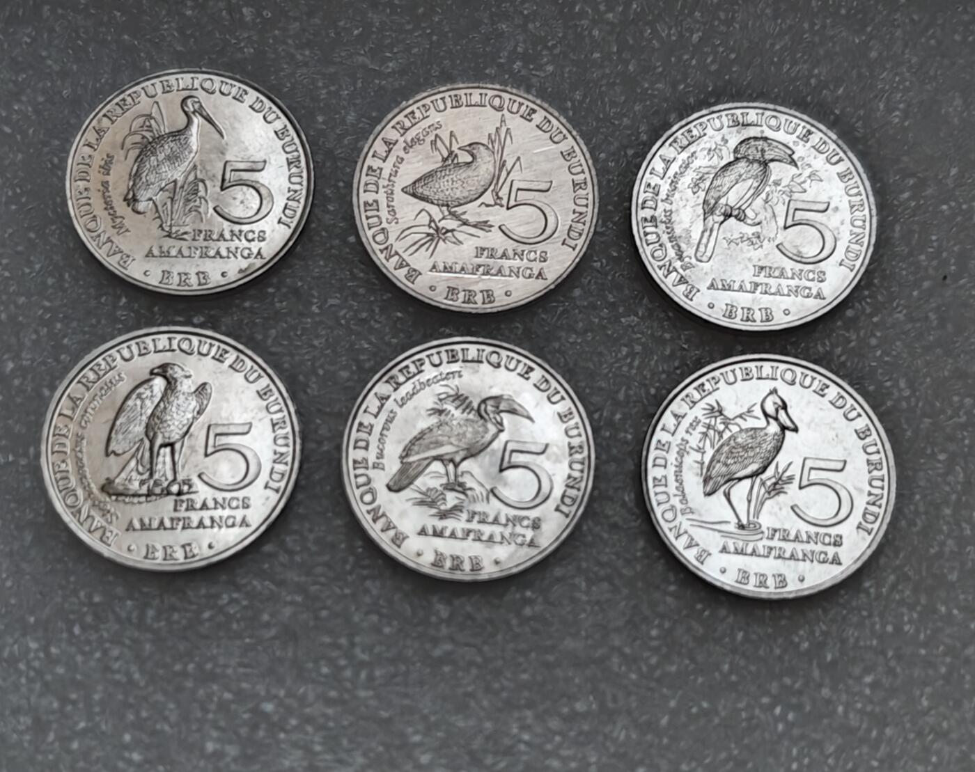 瓶子🏺第220期拍卖会  2014年布隆迪5法郎濒危鸟类纪念币6枚套