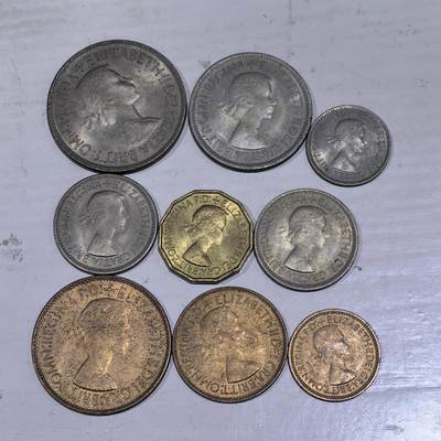 道一币馆币章第一百五十八场 - 英国1953年伊丽莎白二世首套硬币九枚