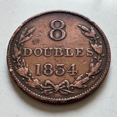 🌹外币初藏🌹🐯2025年第140场  每周二四六晚8️⃣点 接代拍 - 根西岛1834年8道布 早期厚重大铜币 34.5毫米