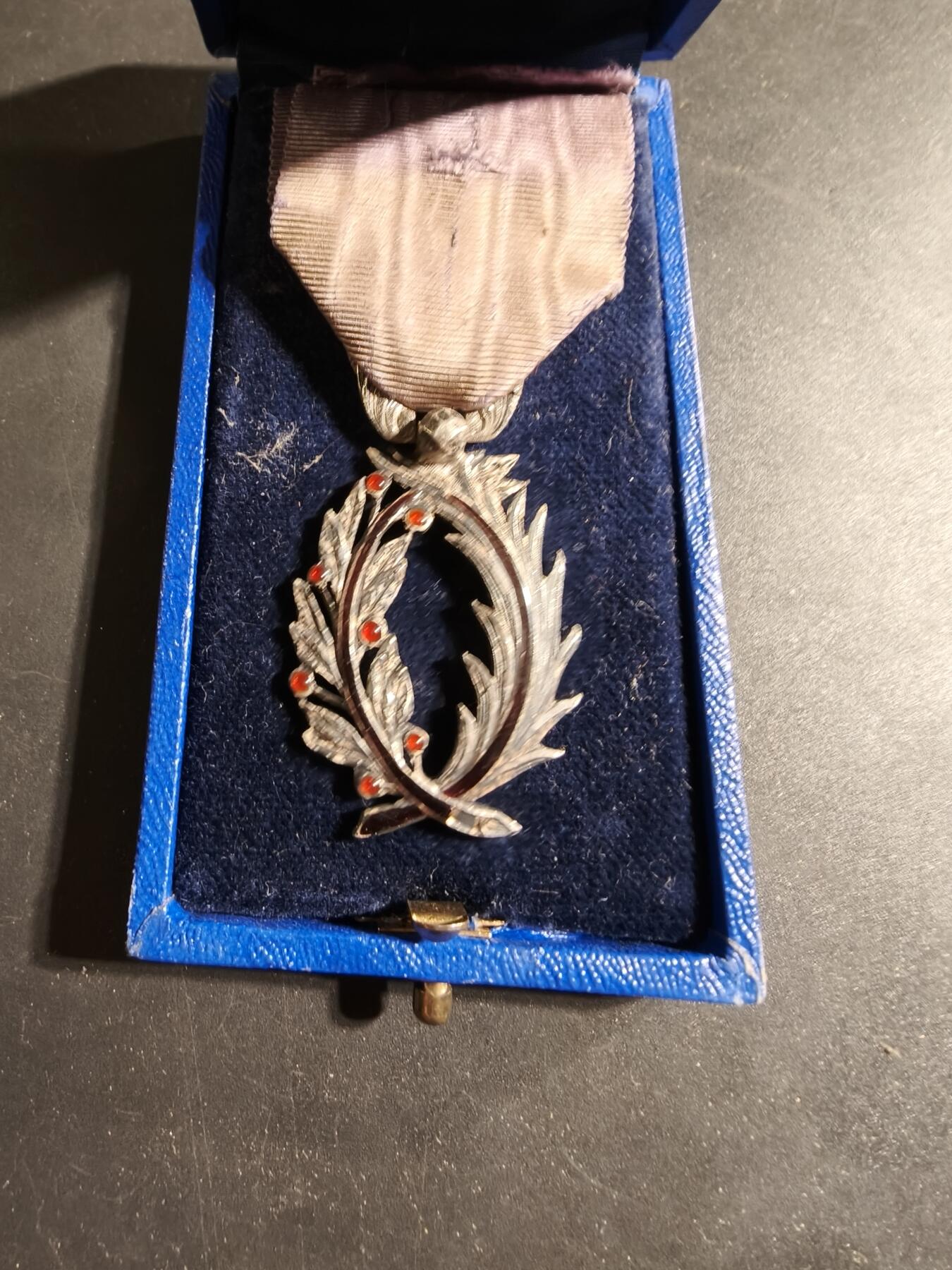 老王徽章第169期 法国军官级棕榈叶勋章    银质镀金珐琅     原盒    珠宝商定制版本 