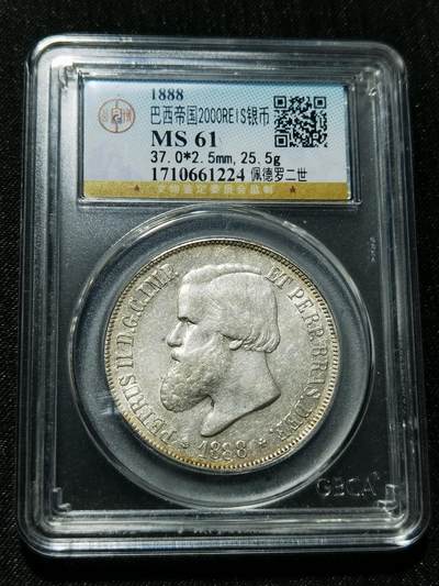 天下钱庄专场欢迎参拍 - 1888巴西佩德罗二世2000瑞斯银币