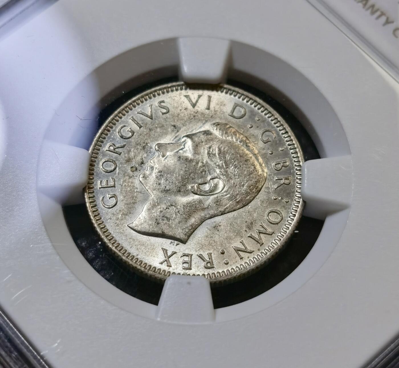 甄臻铺-世界币章拍卖（第43期）送拍享返佣金等优惠多多 NGC-MS62 英国1946乔治六世先令银币，英格兰版，UNC状态好