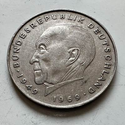 🌹外币初藏🌹🐯2025年第140场  每周二四六晚8️⃣点 接代拍 - 德国1969年D版 2马克 西德首任总理阿登纳