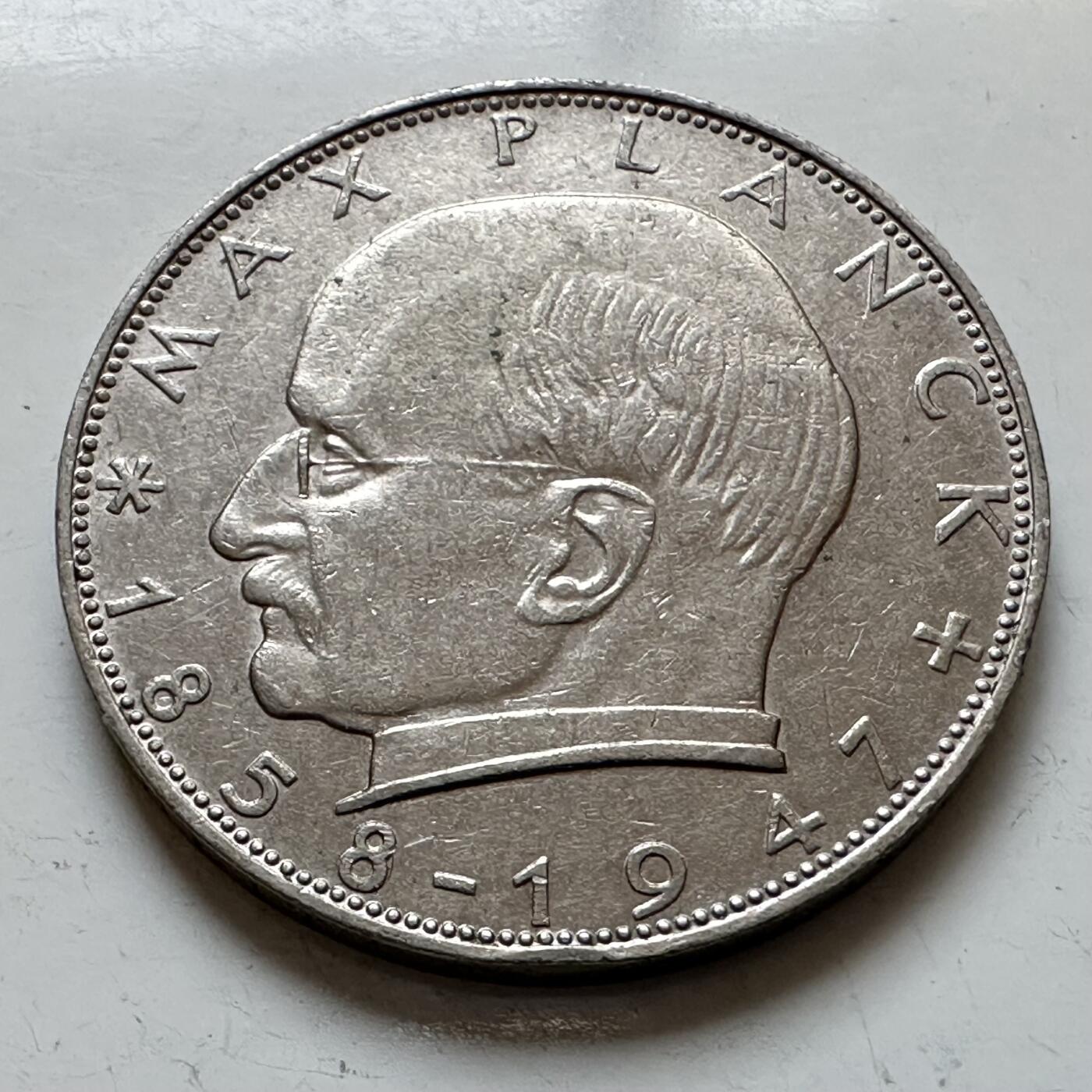 🌹外币初藏🌹🐯2025年第140场  每周二四六晚8️⃣点 接代拍 德国1957年J版 2马克 物理学家普朗克