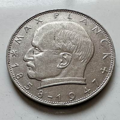 🌹外币初藏🌹🐯2025年第140场  每周二四六晚8️⃣点 接代拍 - 德国1957年J版 2马克 物理学家普朗克