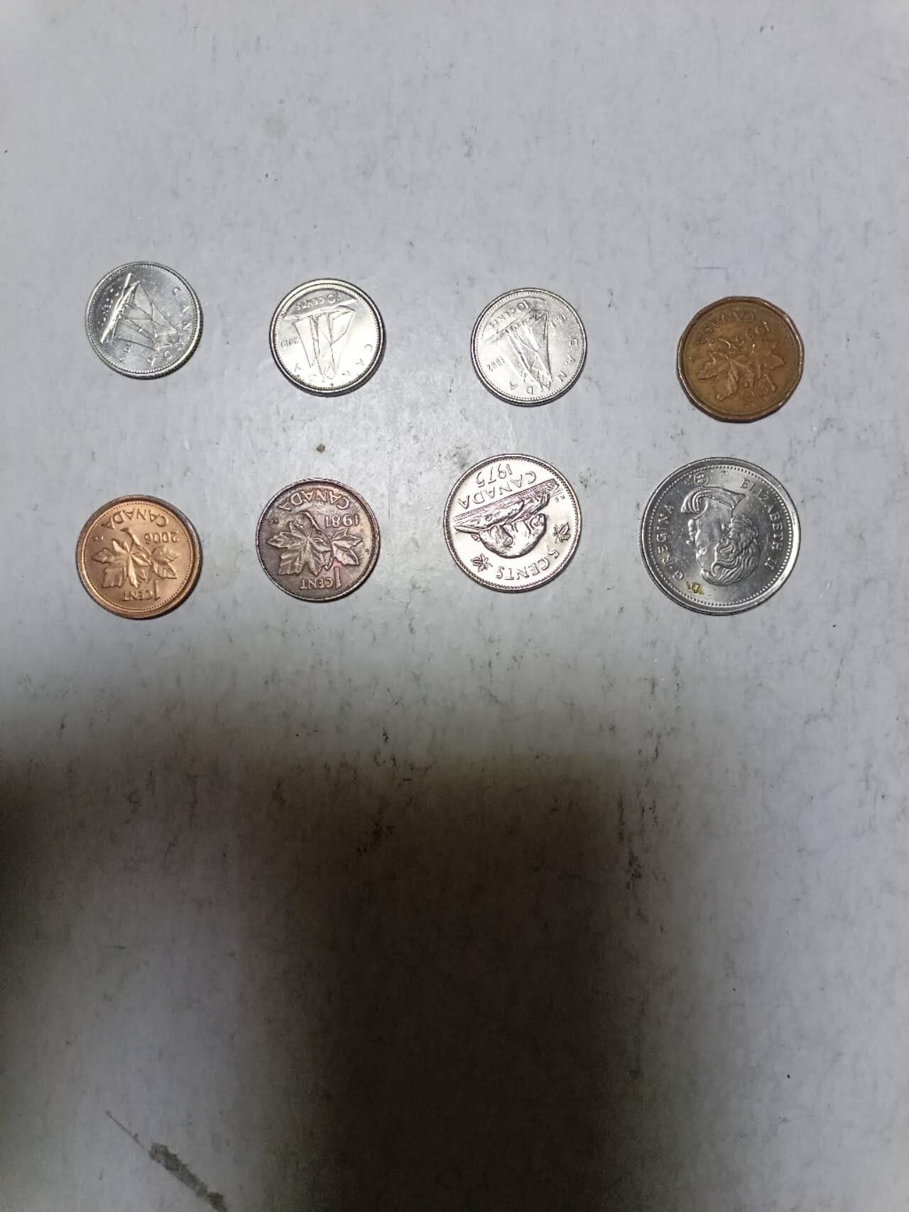 【20251213】非全新纸币和硬币第313场 加拿大8枚硬币不同版本