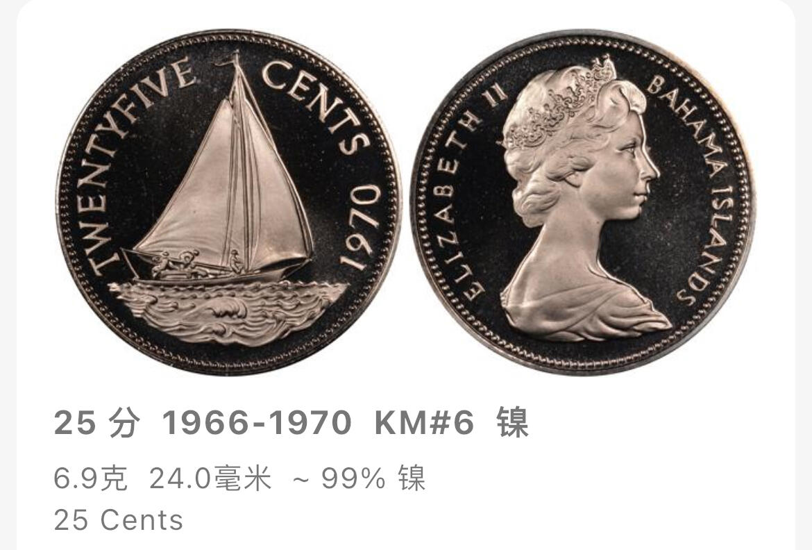 回流1215 巴哈马1966年25分 帆船