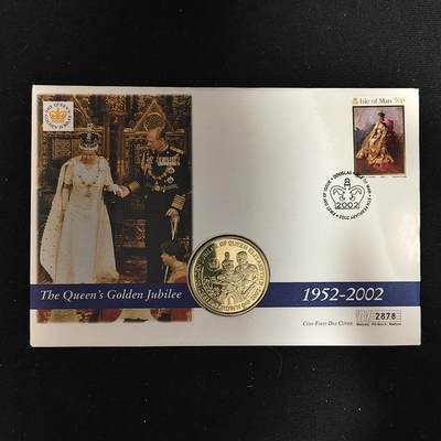 【全场包邮】纯粹捡漏拍485场（免费代拍第22场） - 【邮币封】直布罗陀2002年1克朗女王登基五十周年克朗型纪念币邮币封