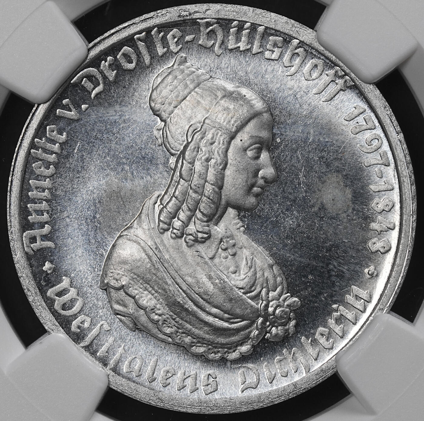 修遠堂世界钱币第九十七期 NGC MS64 1923年德国紧急时期威斯特法伦50马克铝质马币 女人头