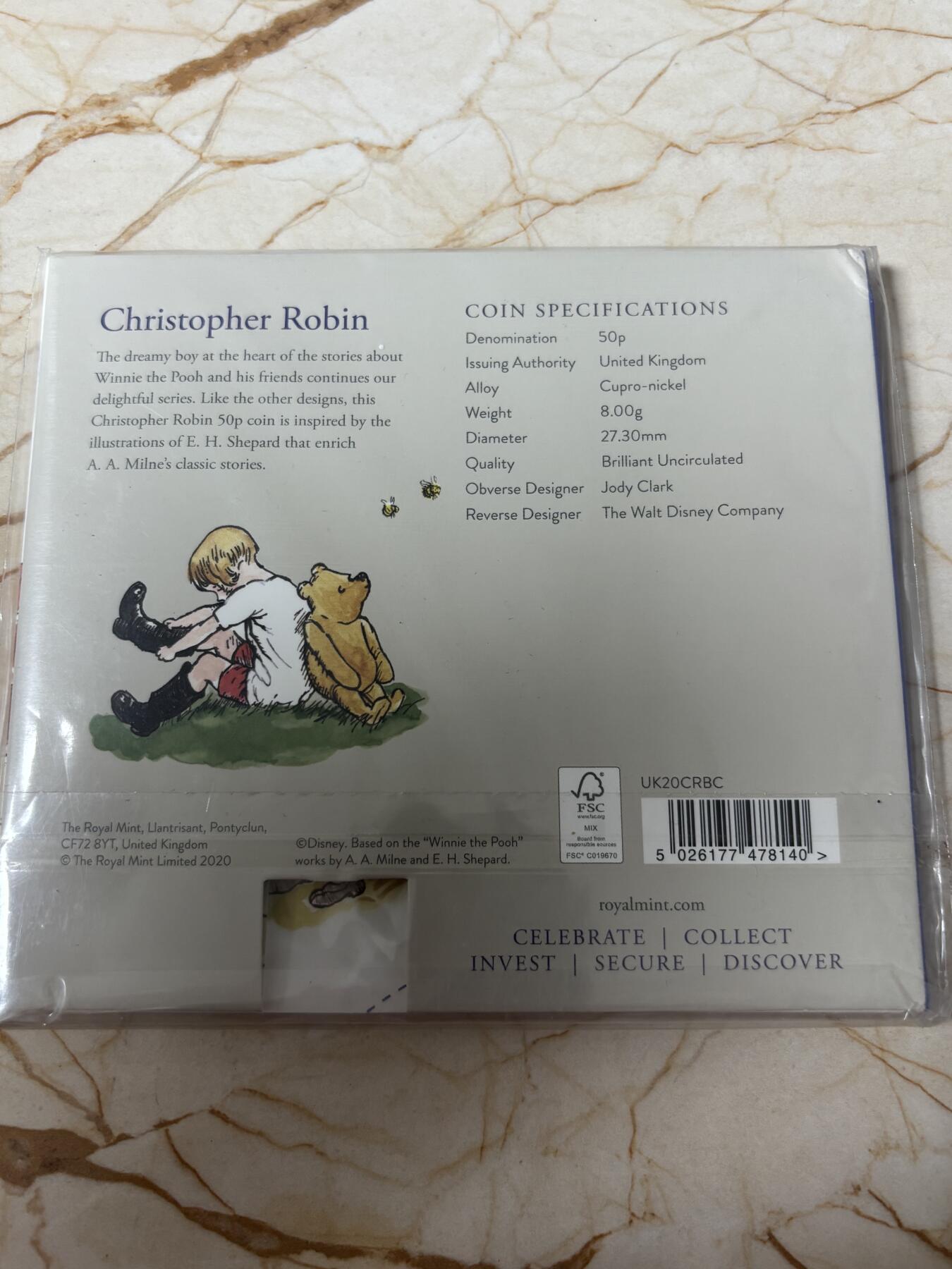 第185期拍卖 卡装英国2020年维尼熊和它的小伙伴系列彩色纪念币