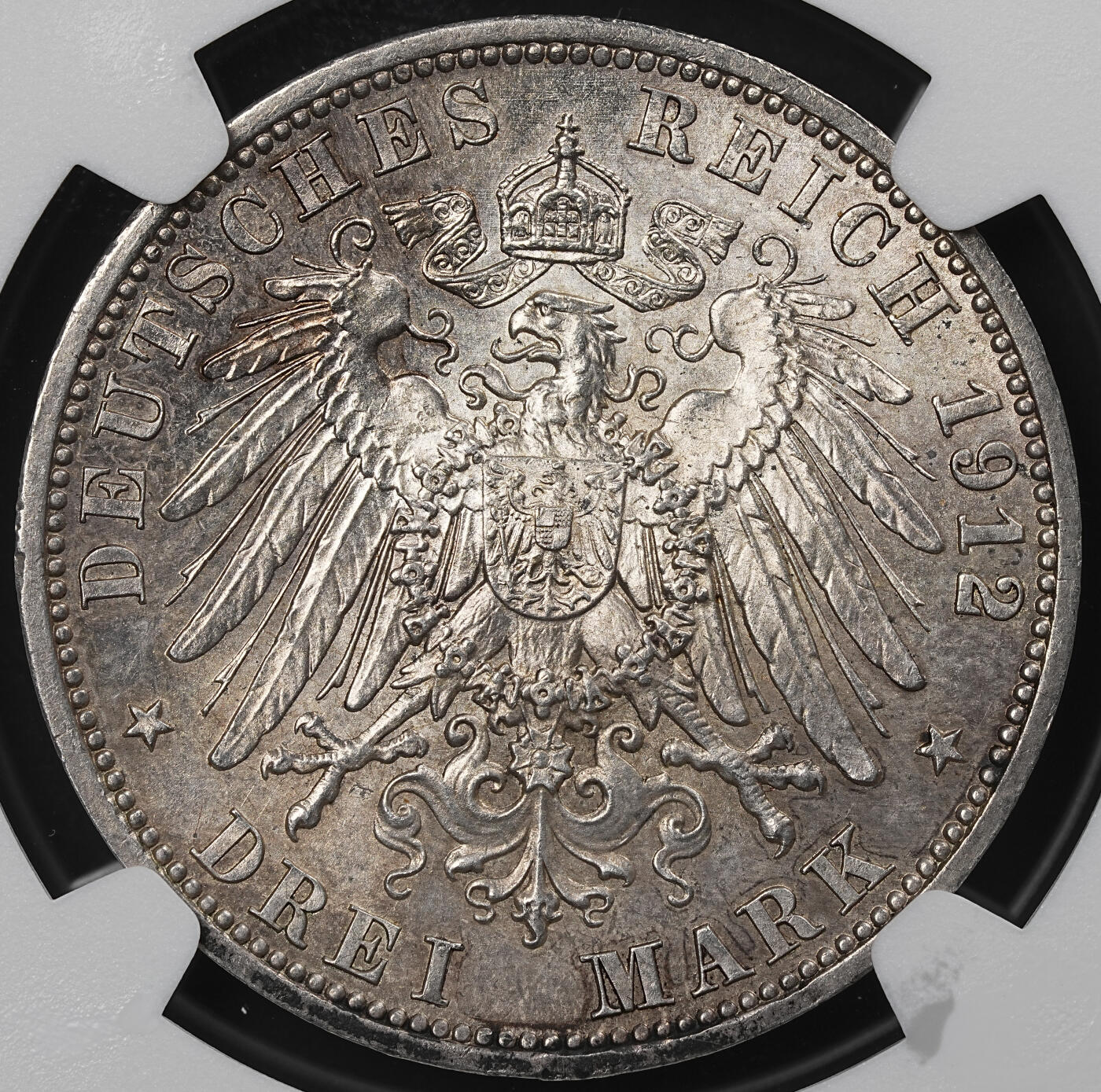 修遠堂世界钱币第九十七期 NGC MS63 1912年普鲁士3马克银币 流通版3马克MS较少见