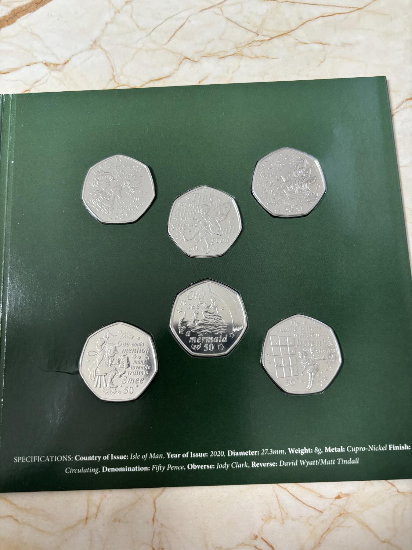 第185期拍卖 马恩岛2020年幻想童话故事彼得潘纪念币6枚全套