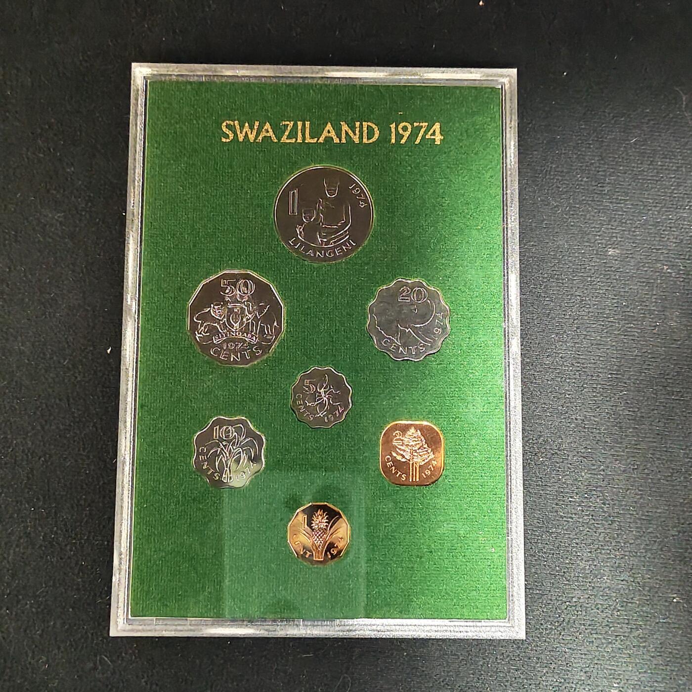 【全场包邮】纯粹捡漏拍485场（免费代拍第22场） 斯威士兰1974年官方发行皇家厂经典信封装精制套币-PS2