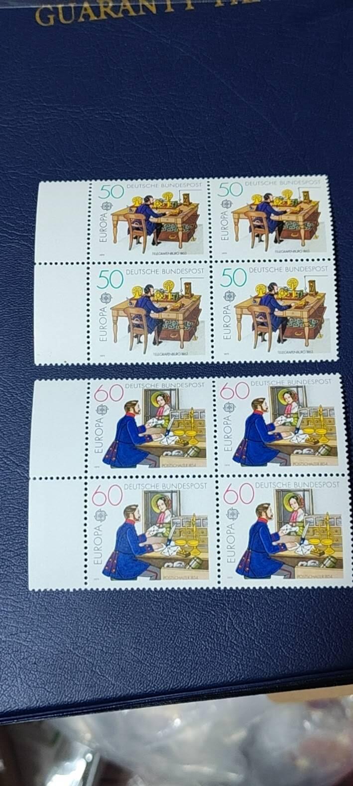 🔥套票🔥德国邮票专场，都是四方联套票 德国邮票四方联一套。1979年发行，欧罗巴 邮政和电信史 等2全