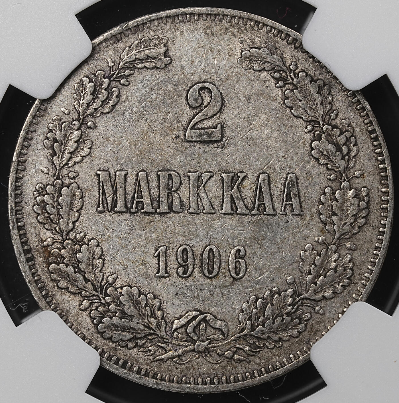 修遠堂世界钱币第九十七期 NGC AU55 1906年芬兰2马克银币 好品少见