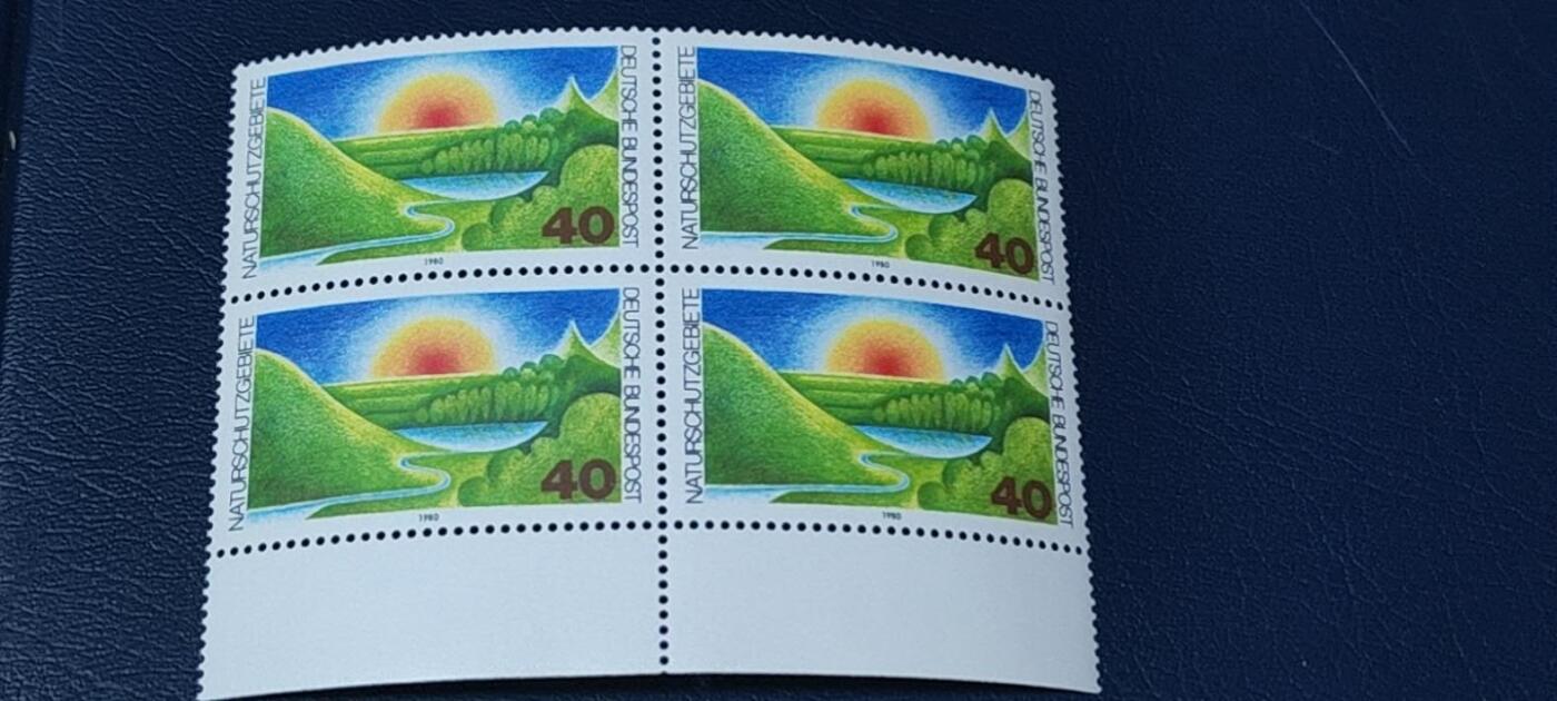 德国邮票专场，都是四方联 德国邮票四方联一张，1980年发行，自然环境保护区。品相如图