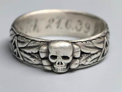 小驴勋章奖章收藏12月13日周六晚六点拍卖（珍爱和平，收藏战争，铭记历史，勿忘国耻，忠党爱国。有偿代拍，送拍规则在简介最后，参拍须阅读规则后再参拍，关系到运费包装发货时效真假辨别等关键信息，拍卖时不再发原图，看大图店主微信码在拍卖店铺介绍里） - 复刻 银质SS荣誉戒指 港码18号