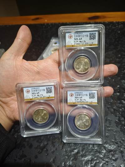 老银元专场（本场拍品丰富，三位宝主提供） - 双凤五十钱，三枚，公博评级65分