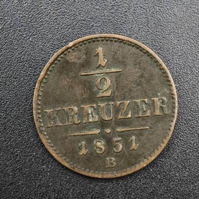 【淘币小摊】实时拍第八百二十五拍   散币场   满百包邮可预留二周 每周一统一发货   - 奥地利1851年1/2克鲁泽铜币