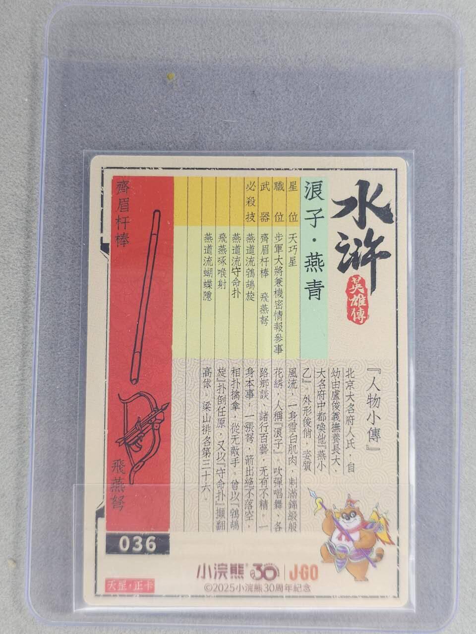 龙虎卡牌六七场 （无佣金，周六结拍，欢迎送拍） 【亲签】冷烫普卡 小浣熊30周年 水浒英雄传-浪子燕青  (无开箱视频，介意勿拍)