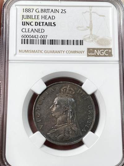 万国钱币拍卖第057期（万国冬季大拍） - NGC UNCD 1887英国维多利亚2先令银币 深五彩包浆