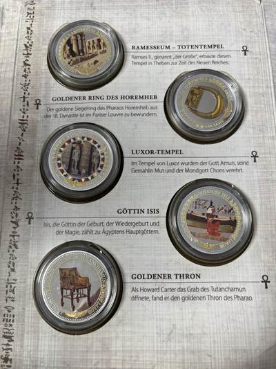 第185期拍卖 - 所罗门2016年魅力古埃及彩色镀金纪念银币10枚全套，925银，12克*10，