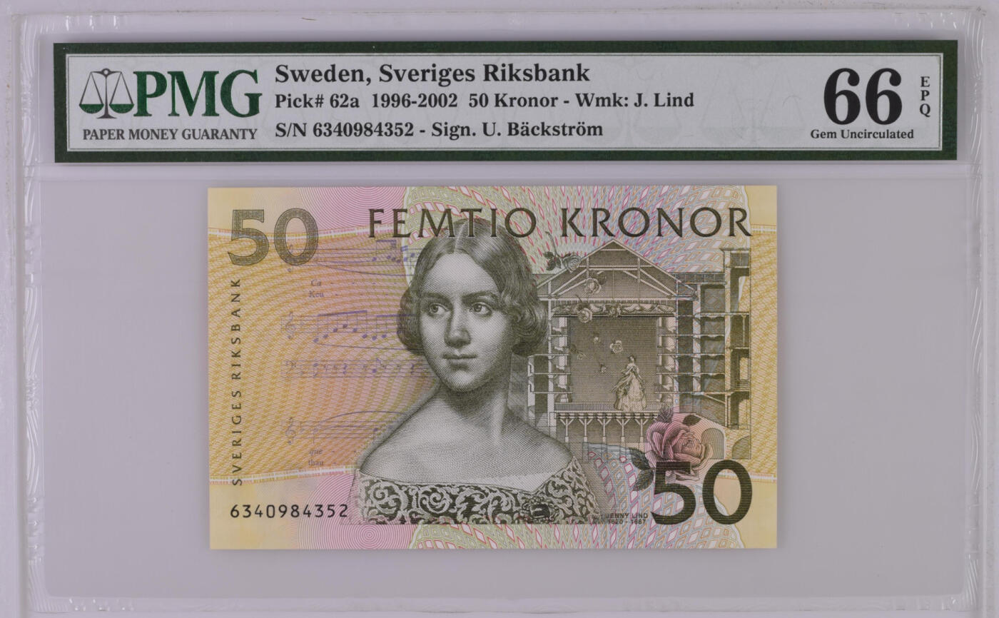 【礼羽收藏】🌏世界钱币拍卖第116期 【a版96年】瑞典 1996首发年 50克朗  PMG66