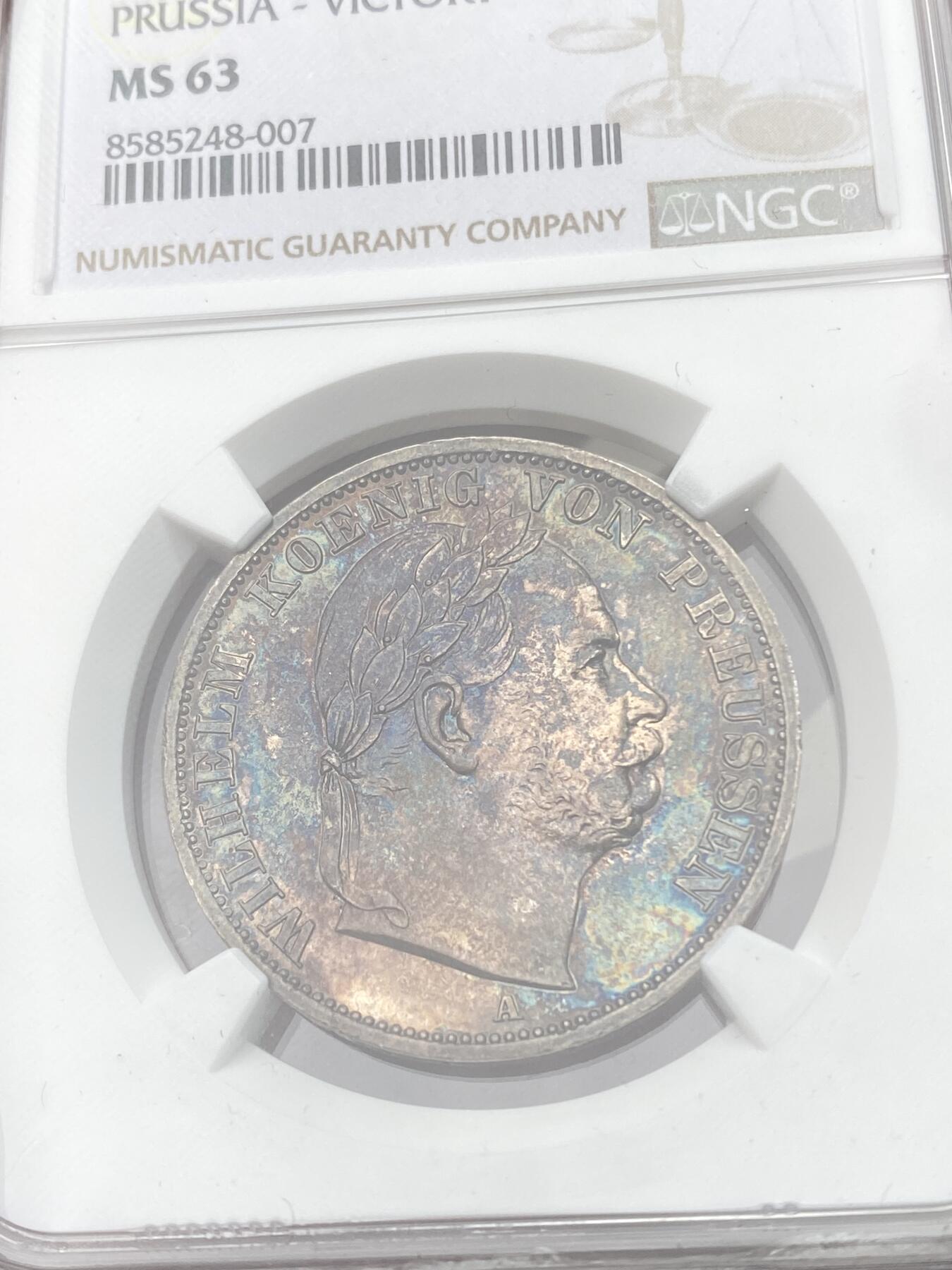 万国钱币拍卖第057期（万国冬季大拍） NGC MS63 1866年德国普鲁士普奥战争胜利泰勒 双面醇厚深五彩 原味入藏品质
