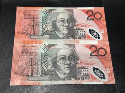 《外钞收藏家》第五百九十三期（精品场）（本平台长期征集拍品、欢迎藏友们联系合作） - 2008和10年澳大利亚20元 2张一起 全新