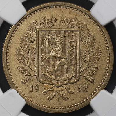 修遠堂世界钱币第九十七期 - NGC MS62 1932年芬兰20马克 仅铸造了14000枚 更有错版加持