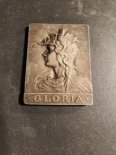 老王徽章第169期 - 法国玛丽安娜方形镀银大铜章    大师Rusmuny作品     公鸡头玛丽安娜    尺寸34×45mm.    重量34.3g