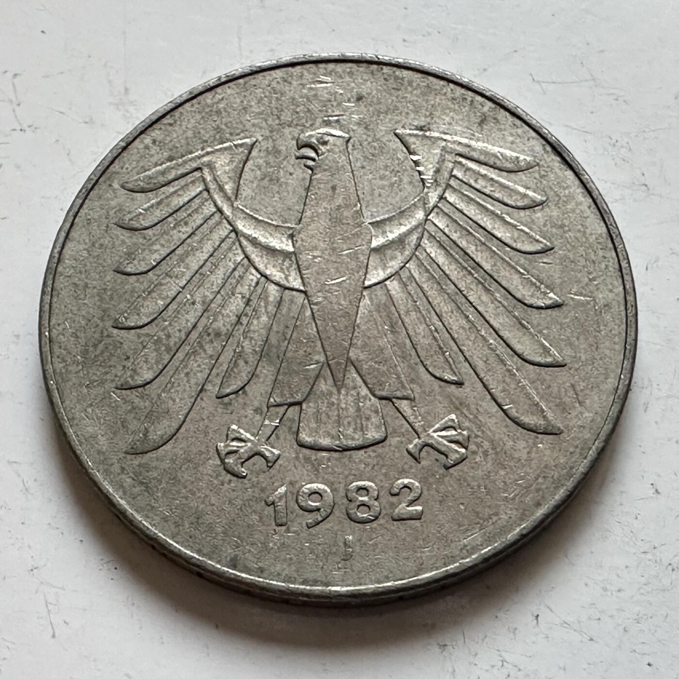 🌹外币初藏🌹🐯2025年第140场  每周二四六晚8️⃣点 接代拍 德国1982年J版5马克