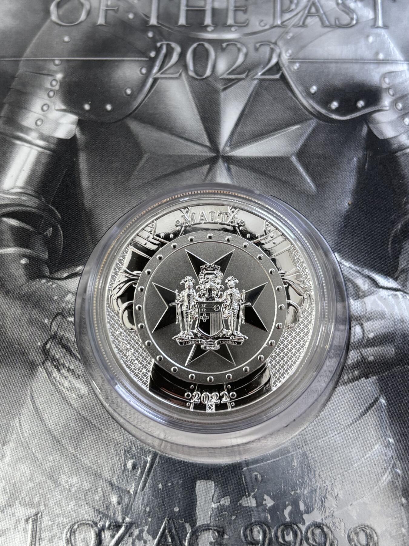 第185期拍卖 卡装马耳他2022年过去的骑士团和奥斯曼士兵1盎司银币，999银，发行15000枚