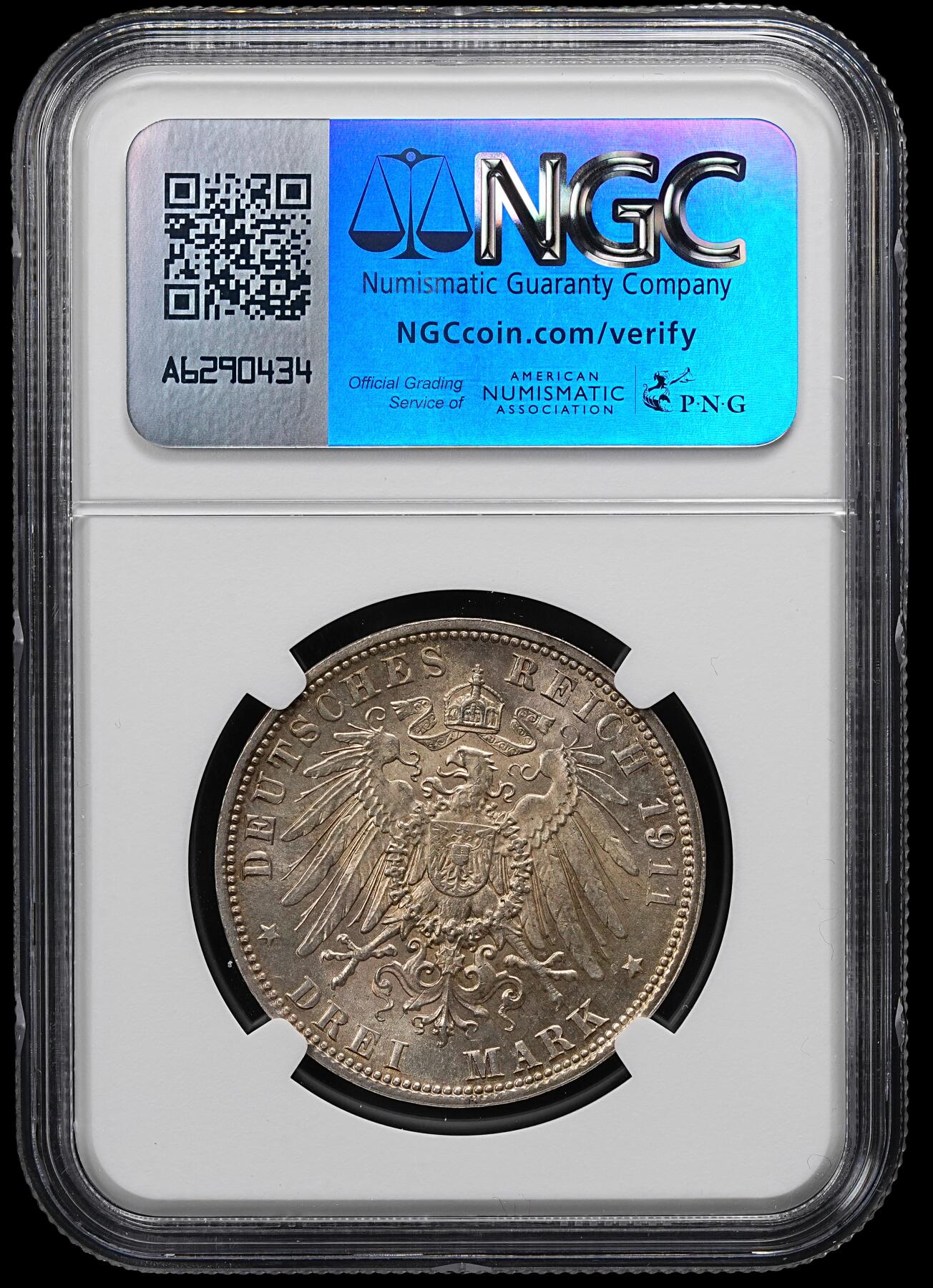 修遠堂世界钱币第九十七期 NGC MS64 1911年巴伐利亚摄政王90大寿纪念3马克银币