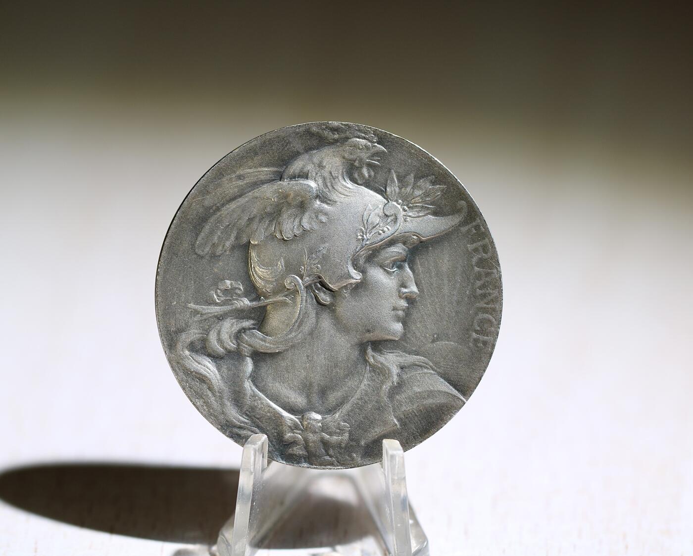 大猫徽章拍卖 第284期 法国玛丽安娜铜章一组4枚，大中小、铜镀银全尺寸。