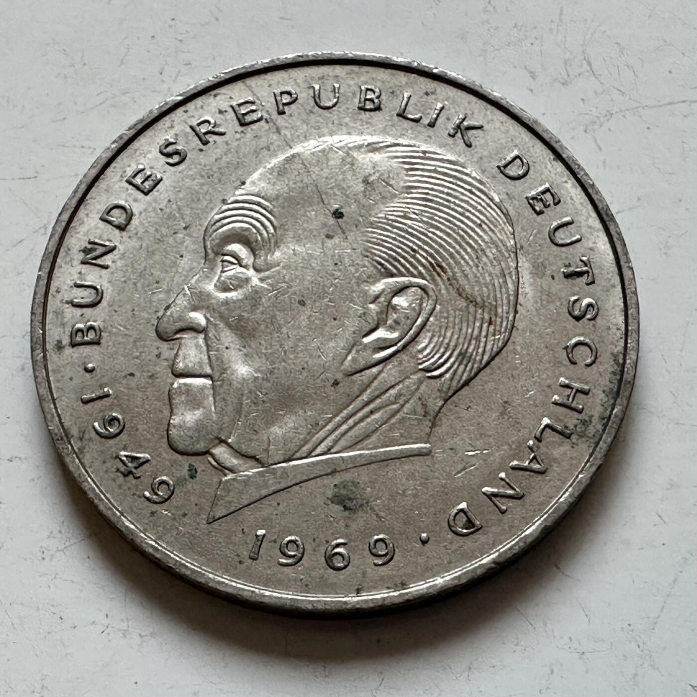 🌹外币初藏🌹🐯2025年第140场  每周二四六晚8️⃣点 接代拍 德国1980年D版 2马克 阿登纳