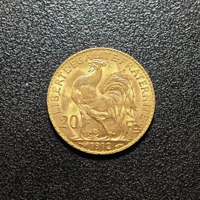 【德藏】世界币章拍卖第157期（拍品征集中~欢迎藏友联系） - 1912年 法国第三共和国20法郎金币 900金 原光十足 直径约：21mm；重约：6.4g