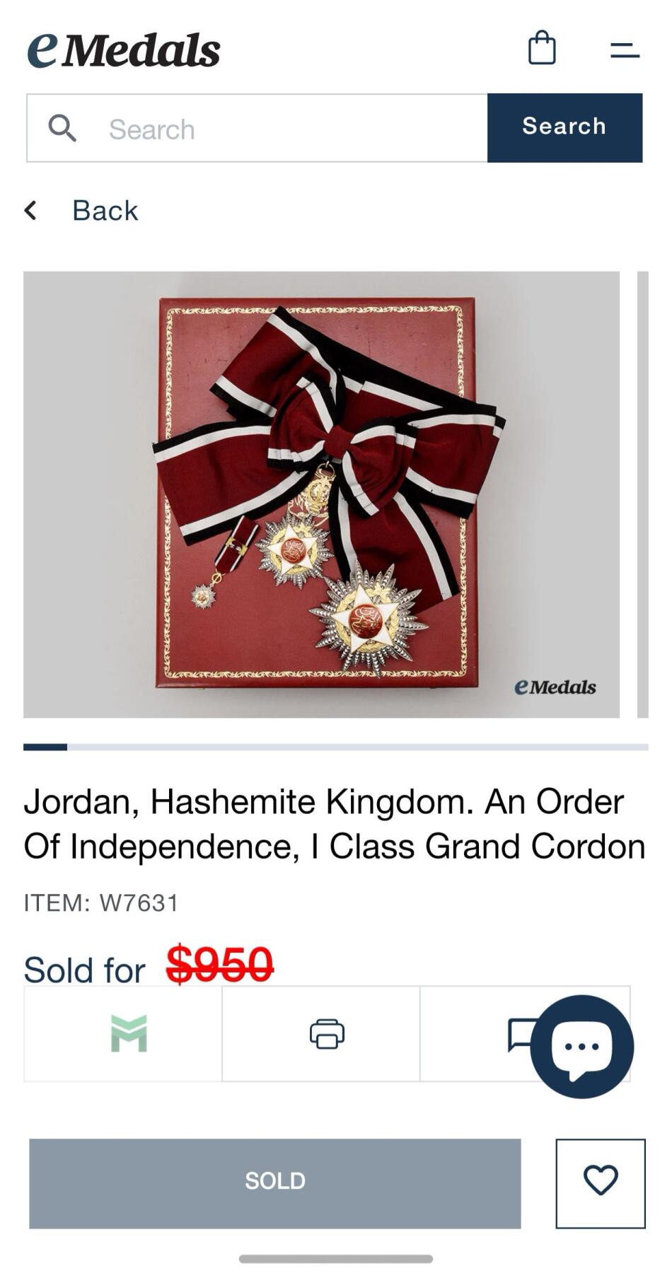 盛世勋华——号角文化勋章邮票专场拍卖第293期 约旦王国大十字级独立勋章 银制 带原盒 少见 带瑞士Huguenin厂标 eMedals类似售价950美元参见图11