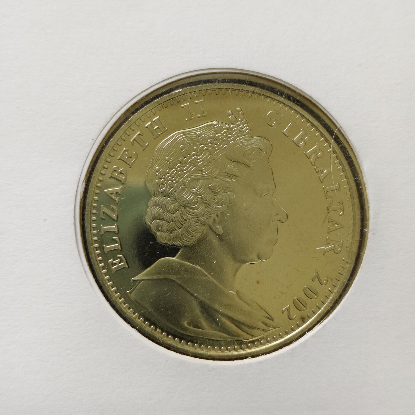 【全场包邮】纯粹捡漏拍485场（免费代拍第22场） 【邮币封】直布罗陀2002年1克朗女王登基五十周年克朗型纪念币邮币封