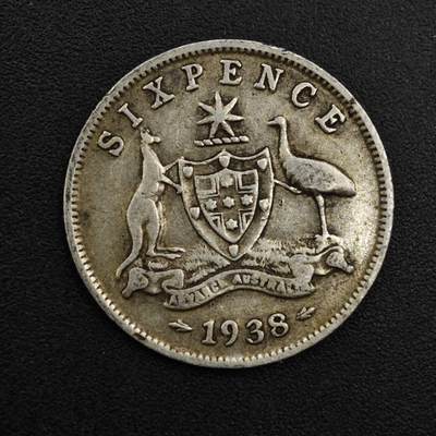 【淘币小摊】实时拍第八百二十五拍   散币场   满百包邮可预留二周 每周一统一发货   - 澳大利亚1938年乔治六世6便士银币