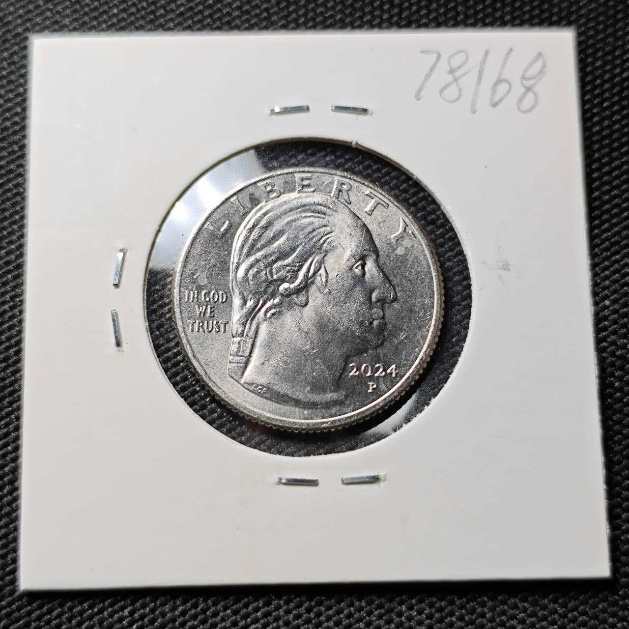 KK钱币收藏小铺 第378期  2月预留时间 周末发货  2024美国25分纪念币 好品
