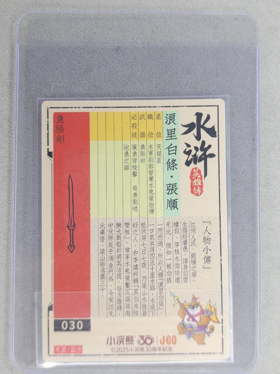 龙虎卡牌六七场 （无佣金，周六结拍，欢迎送拍） 【亲签】冷烫普卡 小浣熊30周年 水浒英雄传-浪里白条张顺  (无开箱视频，介意勿拍)