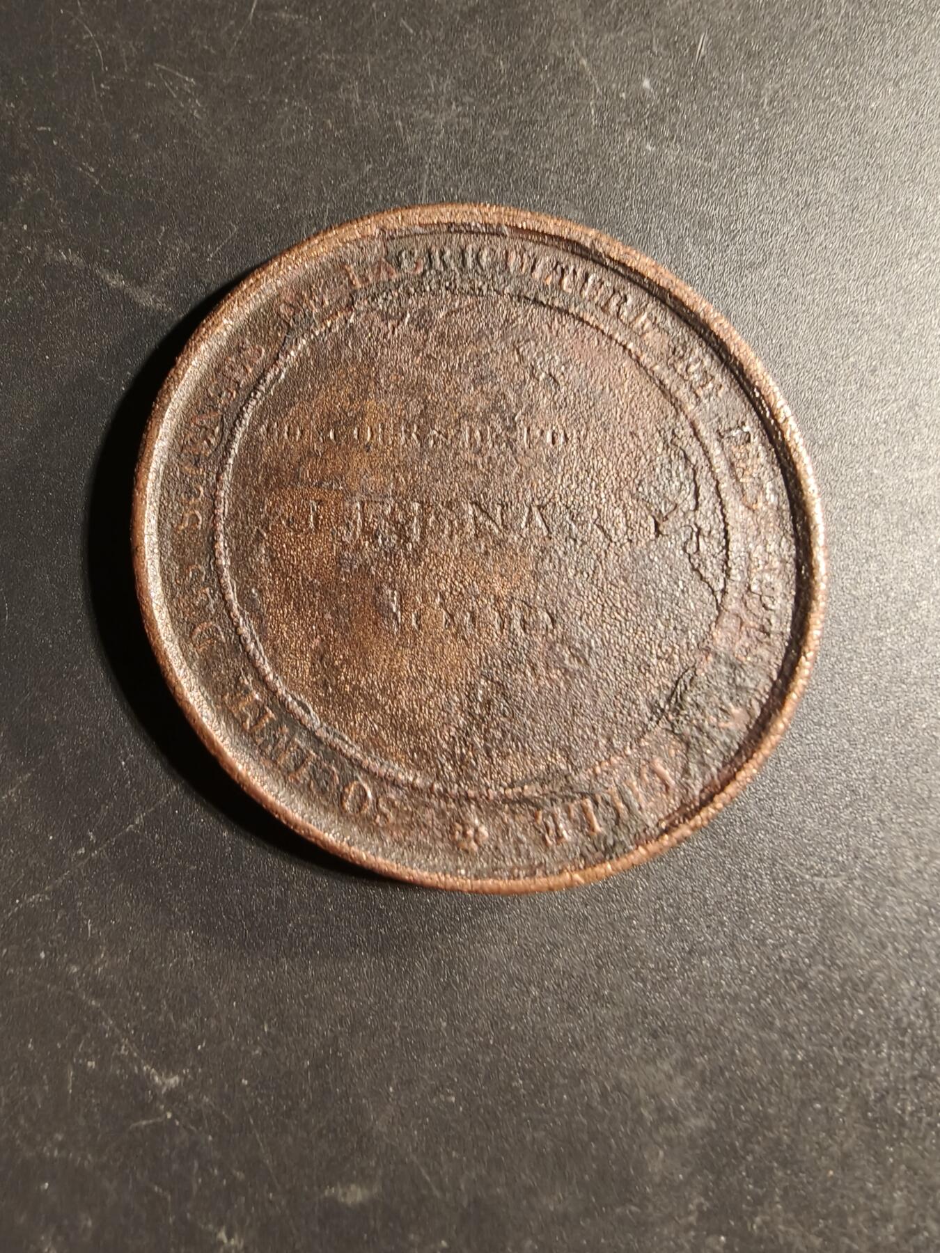 老王徽章第169期 法国里尔科学、农业与艺术协会大铜章     直径50mm.    重量62.4g