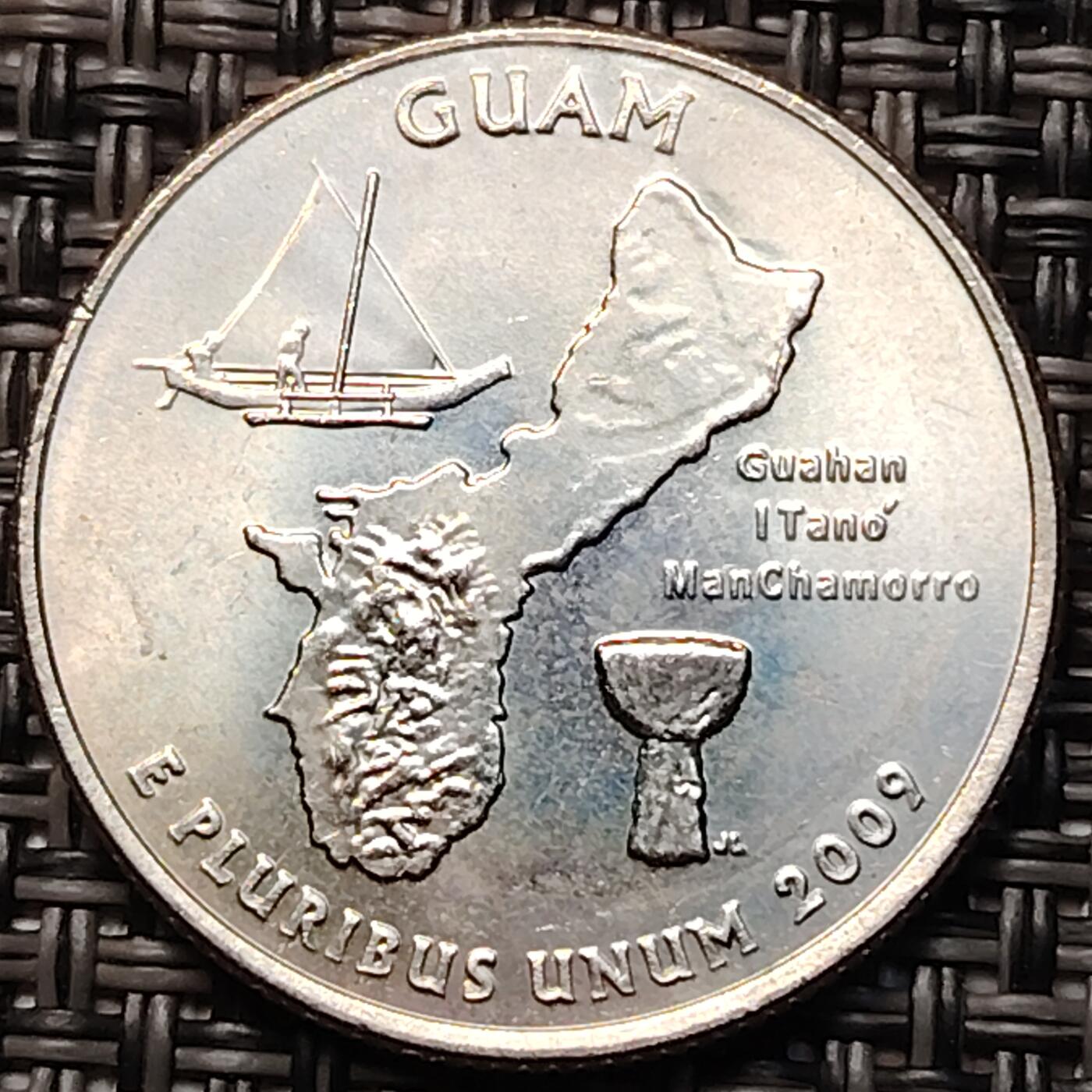 布加迪🐬～世界钱币(上海)🌾第 264 期 /  各国套币和散币 美国🇺🇸 2009年 25分 六个海外特区～关岛🇬🇺