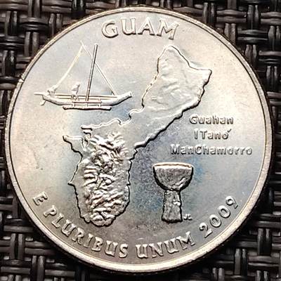 布加迪🐬～世界钱币(上海)🌾第 264 期 /  各国套币和散币 - 美国🇺🇸 2009年 25分 六个海外特区～关岛🇬🇺