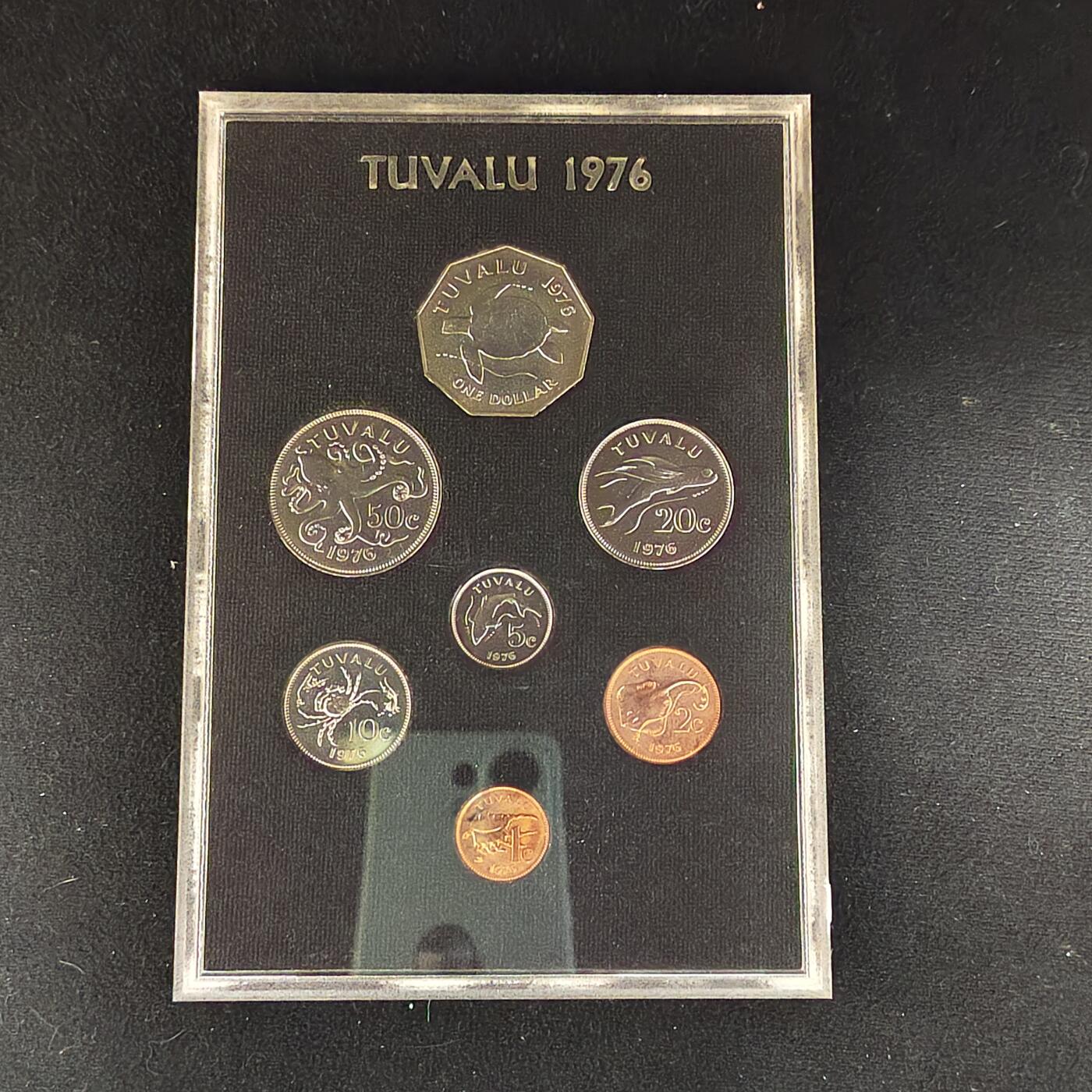 【全场包邮】纯粹捡漏拍485场（免费代拍第22场） 图瓦卢1976年官方发行皇家厂经典信封装精制套币-PS1