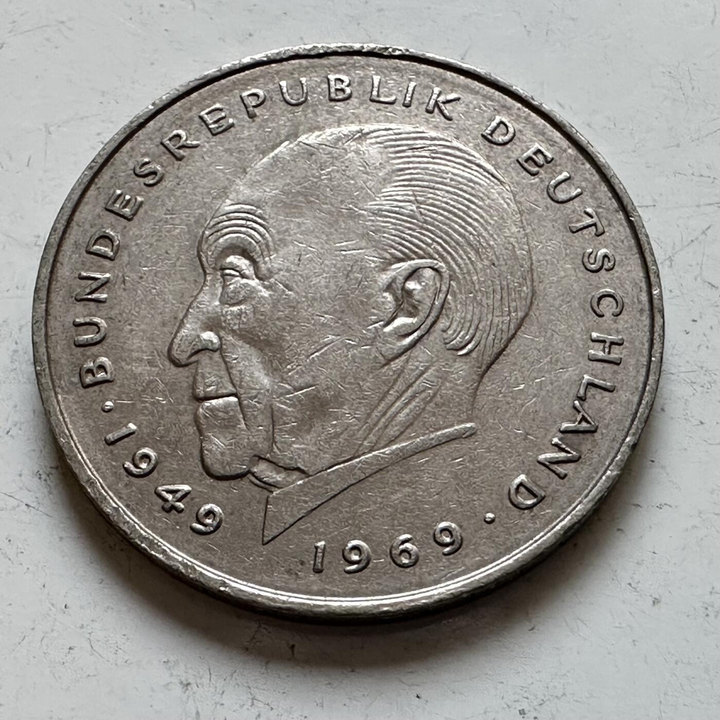 🌹外币初藏🌹🐯2025年第140场  每周二四六晚8️⃣点 接代拍 德国1981年D版 2马克 阿登纳